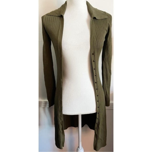NICHOLAS • Olive Green Button Down Long Cardigan Sweater - Picture 1 of 6